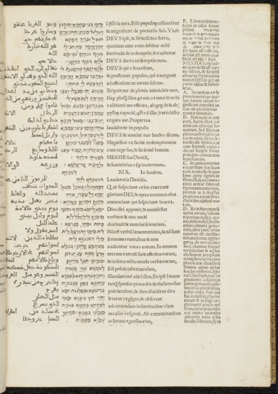 Psalms, edited by Agostino Giustiniani [Arabic/Aramaic/Greek/Hebrew/Latin]<br>Genoa, 1516